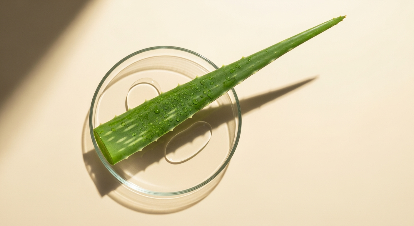 Freshly extracted Aloe Barbadensis Leaf Juice, natural soothing and hydrating skincare ingredient