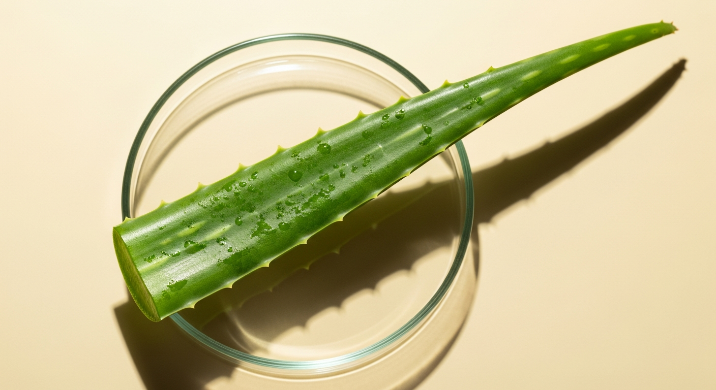 aloe vera on dish with beige background 